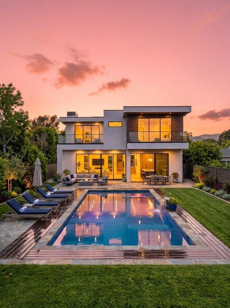Daylight exterior converted to twilight