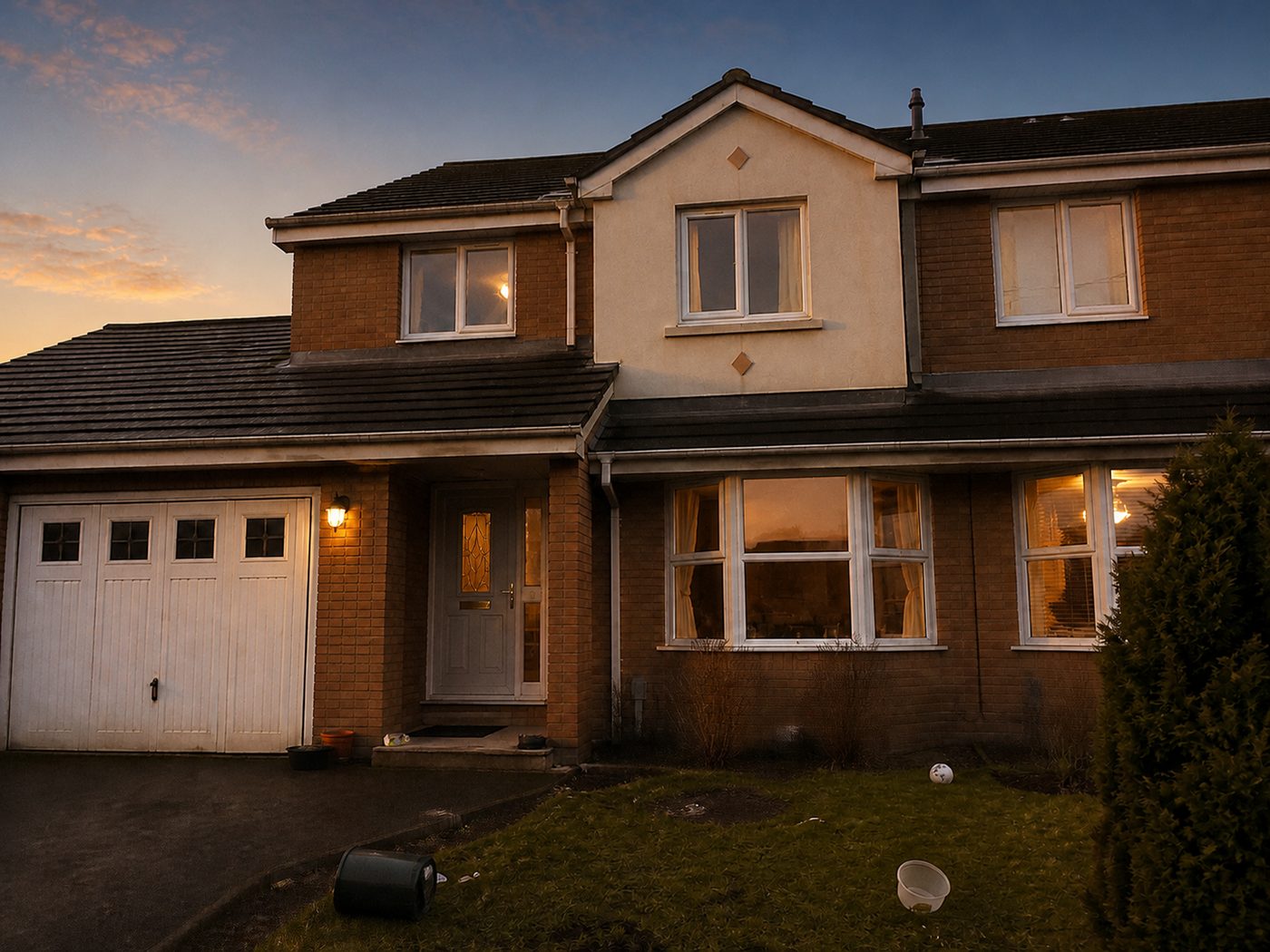 House exterior relit at golden hour with Skybox (after)